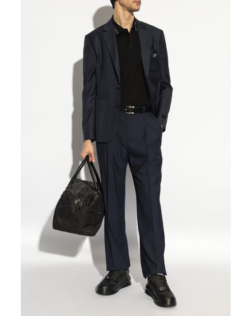 Versace Blue Wool Blazer for men