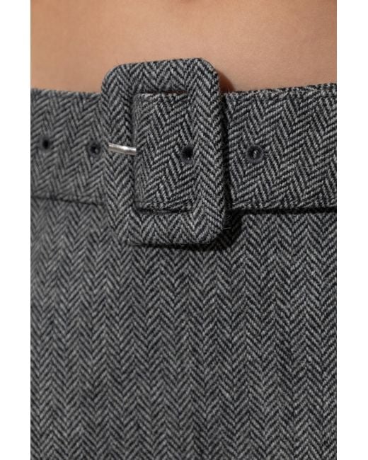 Self-Portrait Gray Skirt With Herringbone Pattern