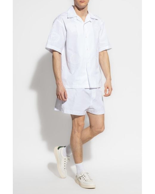 LACOSTE RUNWAY White Logo Shorts for men