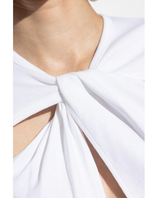 Coperni White T-Shirt With Decorative Cut-Outs