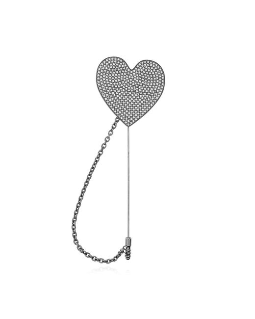 Moschino White Heart-Shaped Brooch