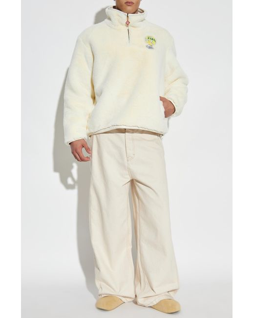 Casablanca White Faux Fur Jacket for men