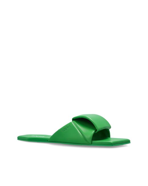 Loewe Green 'Origami' Flip-Flops