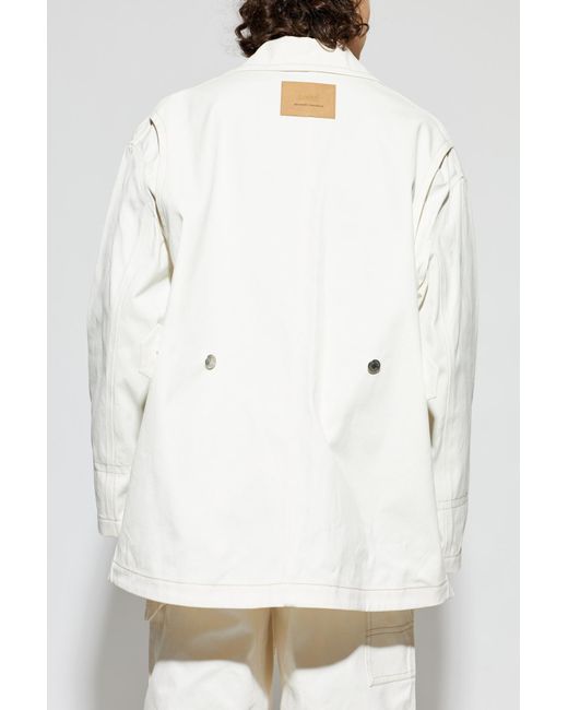 AMI White Denim Jacket With Pockets for men