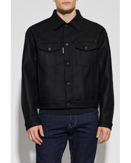 DSquared² Black Wool Jacket With 'Vintage' Effect for men