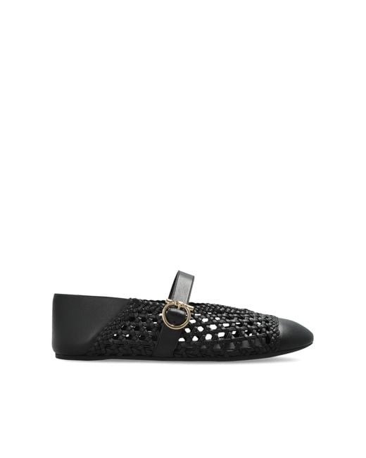 Ferragamo Black Ballet Flats "Nena"