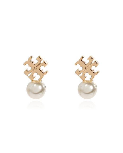 Tory Burch Metallic Earrings With Glass Pearl