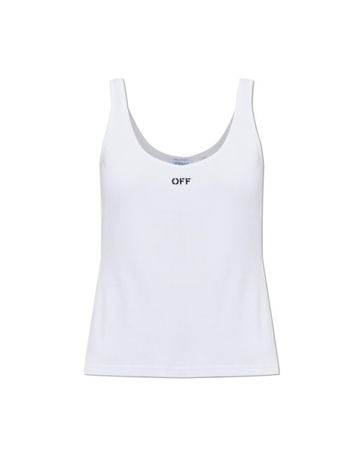 Off-White c/o Virgil Abloh White Ribbed Top With Embroidered Logo