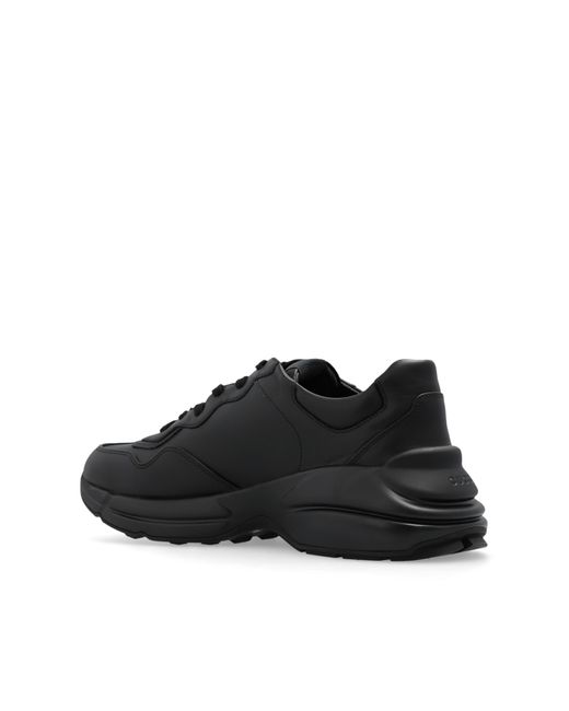 Gucci Rhyton Interlocking G Leather Low-top Trainers in Black for Men ...