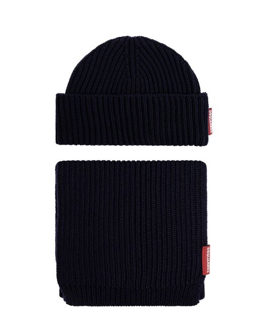 DSquared² Blue Set: Hat And Scarf for men