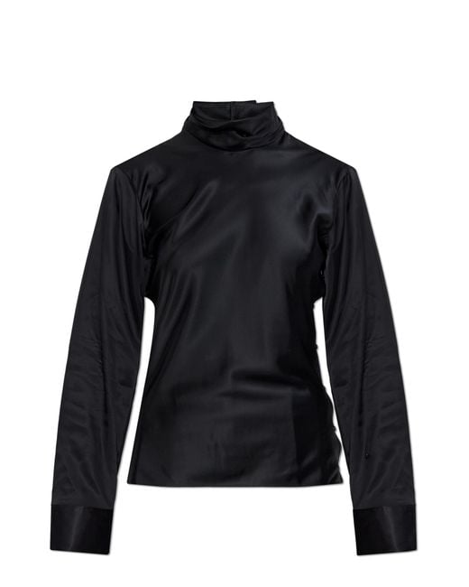 Courreges Black Top With A Stand-Up Collar