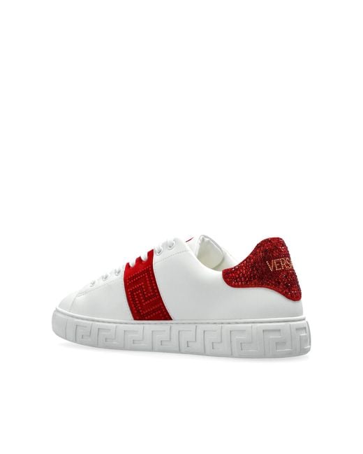 Versace Red Sports Shoes With Shimmering Sequins
