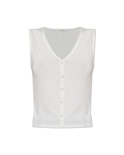 Rag & Bone White Top With Decorative Buttons