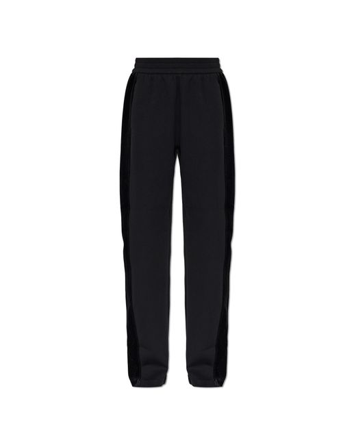 Emporio Armani Black Sweatshirt With Side Stripes And A Velvet Finish