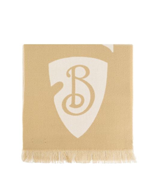 Burberry Metallic Wool Scarf With Logo