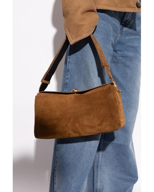 AMI Brown Suede Shoulder Bag