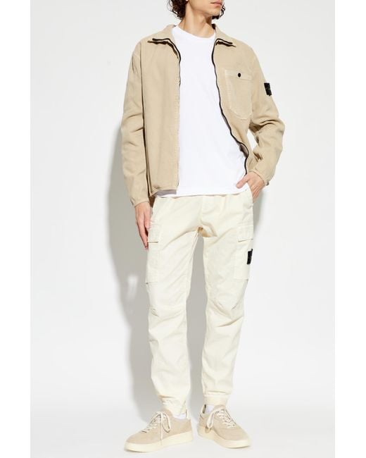 Stone Island White T-Shirt With Logo Patch for men