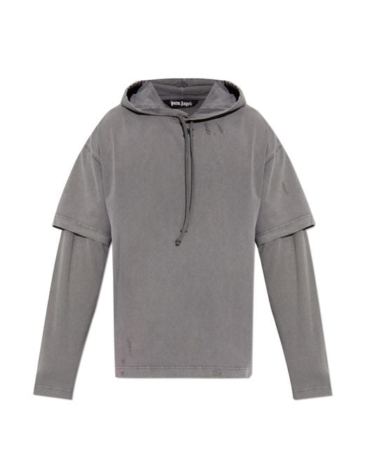 Palm Angels Gray Trousers With Stitching On The Legs for men