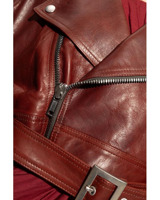Rick Owens Red ‘Micro’ Biker Jacket