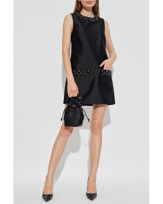 Self-Portrait Black Dress With Shimmering Appliqués