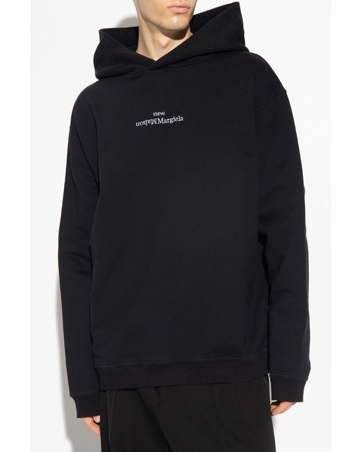 Maison Margiela Blue Cotton Hoodie With Logo for men
