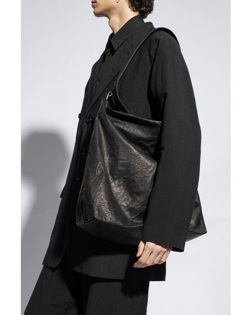 Yohji Yamamoto Black Leather Shoulder Bag, for men