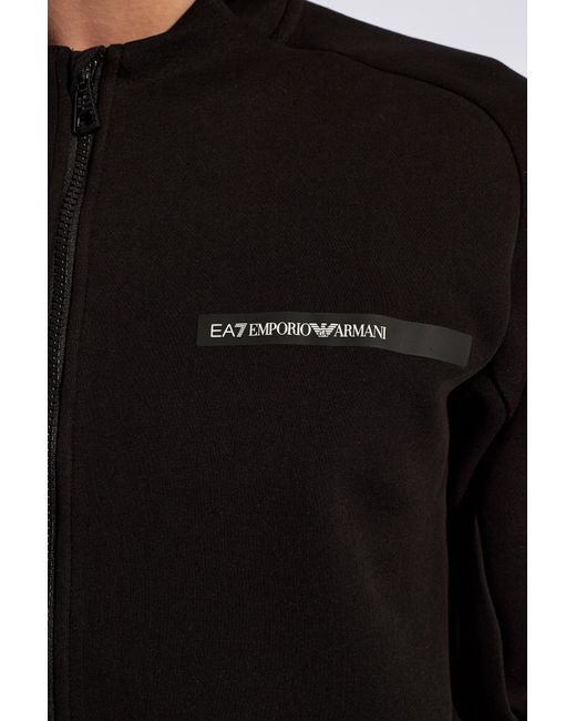 EA7 Black Sweatshirt & Sweatpants Set, for men