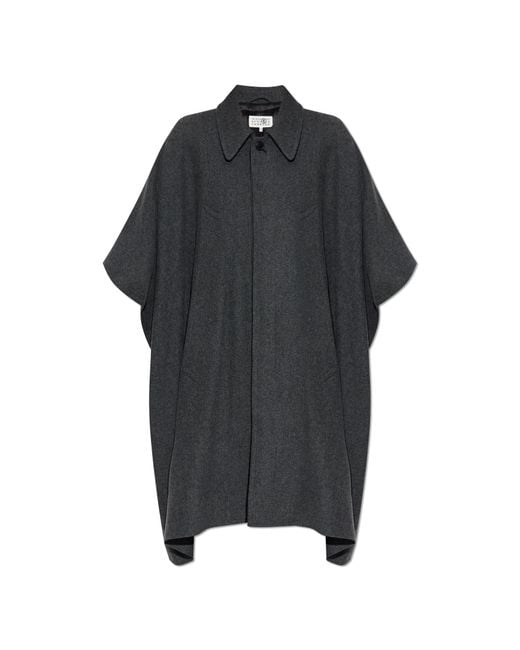 MM6 by Maison Margiela Black Coat With Wool Trim