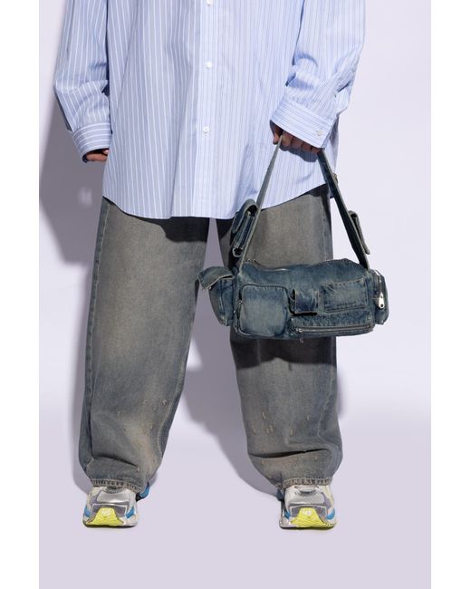 Balenciaga Gray ‘Superbusy S’ Shoulder Bag for men
