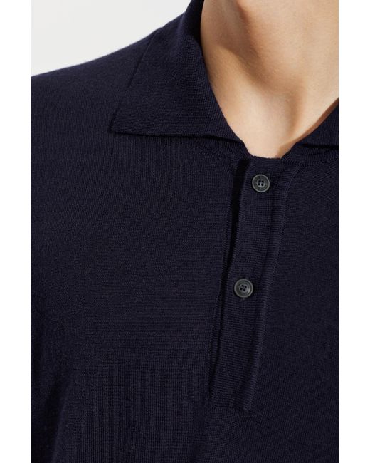 Woolrich Blue Wool Polo for men