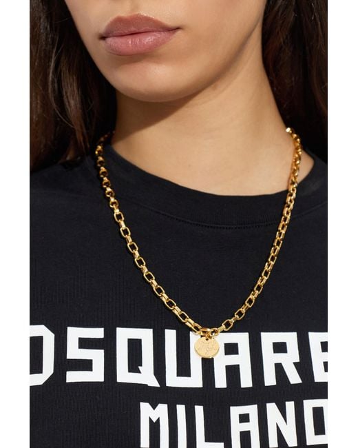 DSquared² White Necklace With A Round Pendant