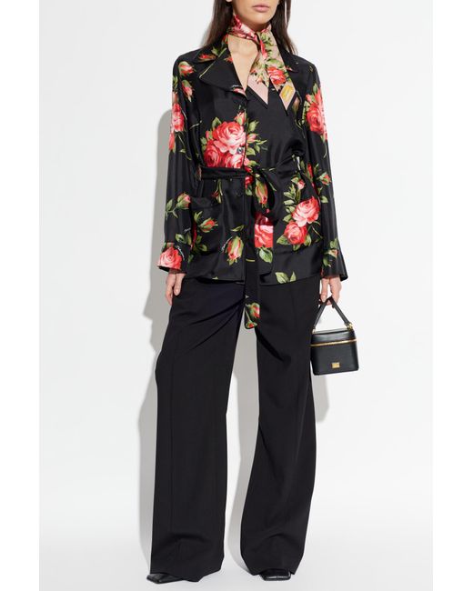 Dolce & Gabbana Red Silk Shirt With A Belt