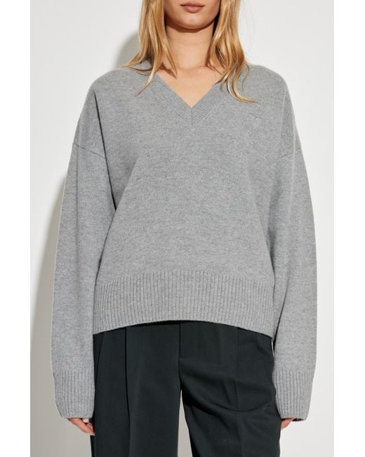 AMI Gray Sweater With Logo