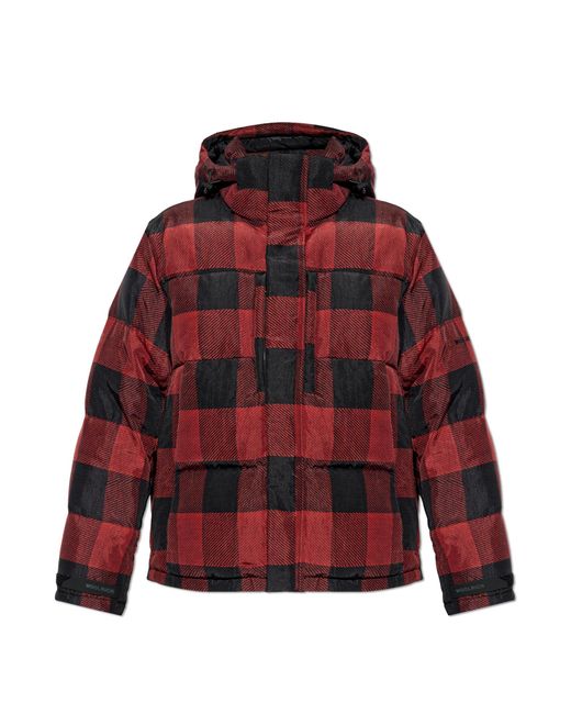 Woolrich Red Down Jacket With Detachable Hood for men