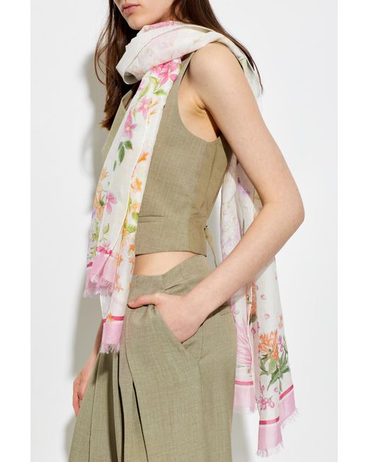 Ferragamo Pink Scarf With Floral Motif