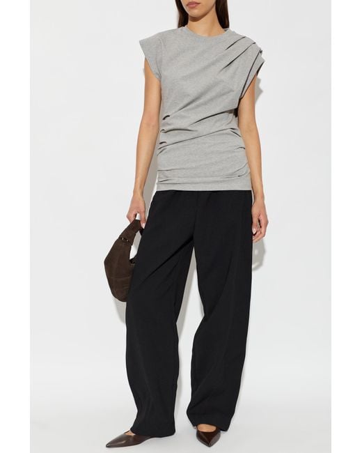 Ganni Gray Top With Decorative Darts