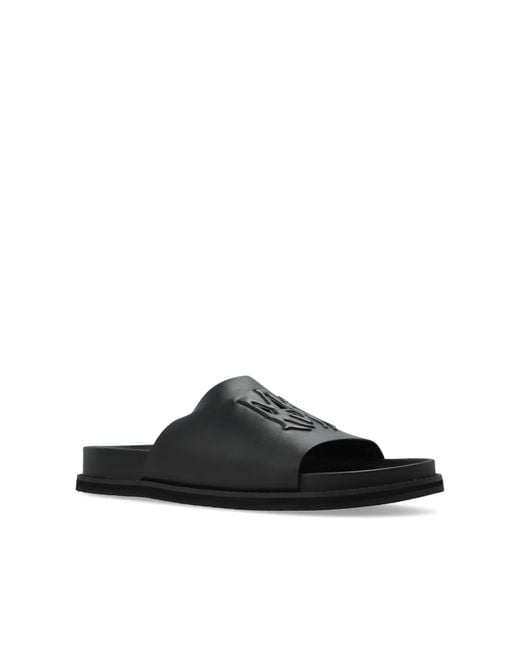 Amiri Black Leather Slides for men