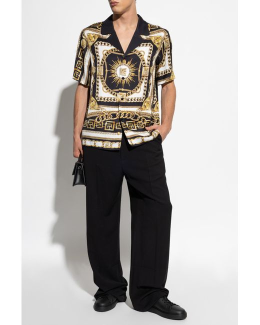 Balmain Gray Shirt With Logo for men