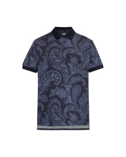 Etro Blue Patterned Polo for men