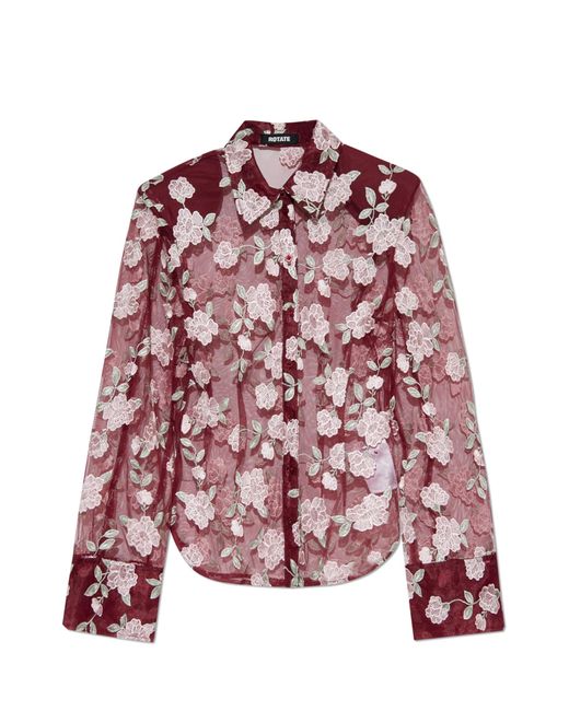 ROTATE BIRGER CHRISTENSEN Red Shirt With Floral Motif