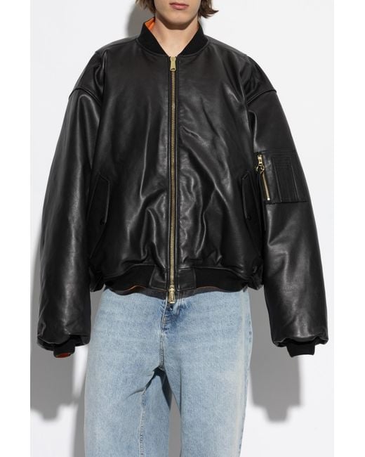 Vetements Black Leather Jacket for men