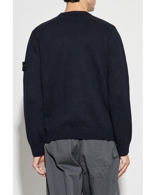 Stone Island Blue Jacket With Logo Patch for men