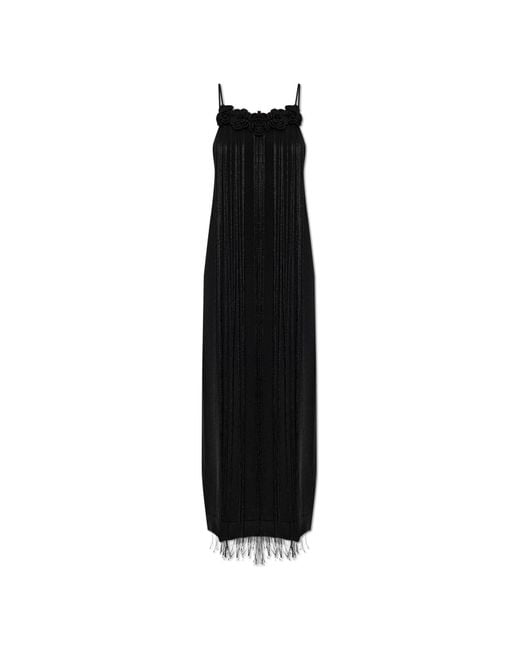 Jil Sander Black Dress With Decorative Long Fringes