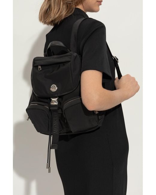 Moncler Black Backpack With Logo-Shaped Appliqué