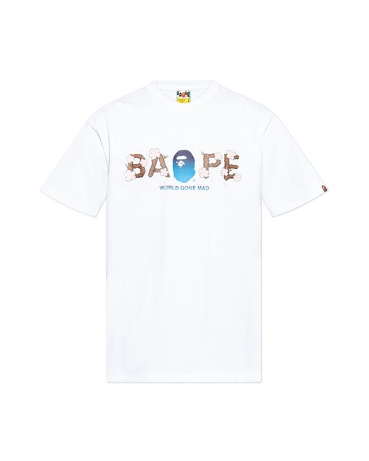 A Bathing Ape White T-shirt With Print, for men