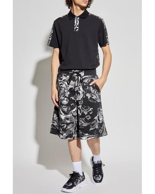 Versace Jeans Couture Black Shorts With 'Barocco' Print for men
