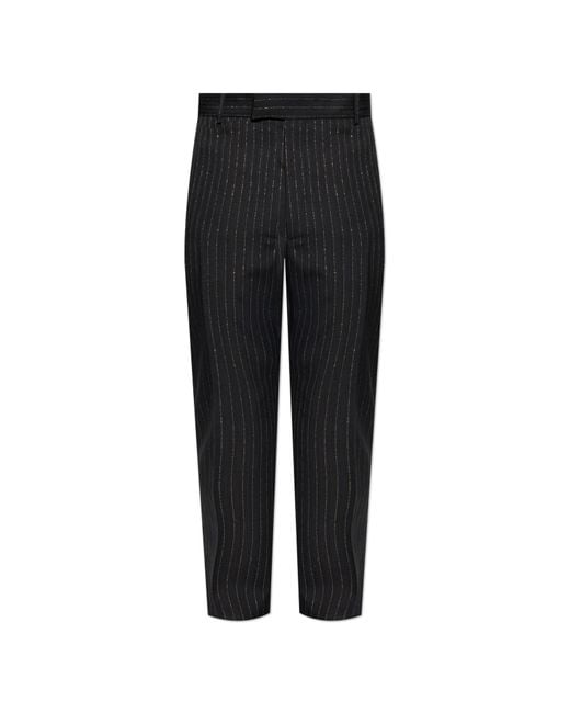 McQueen Black Wool Trousers With Lurex Thread for men