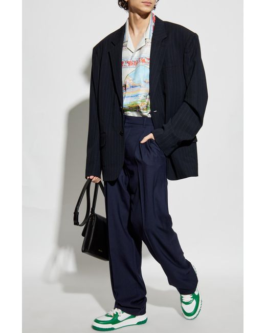 Casablanca Blue Wool Trousers With Crease for men