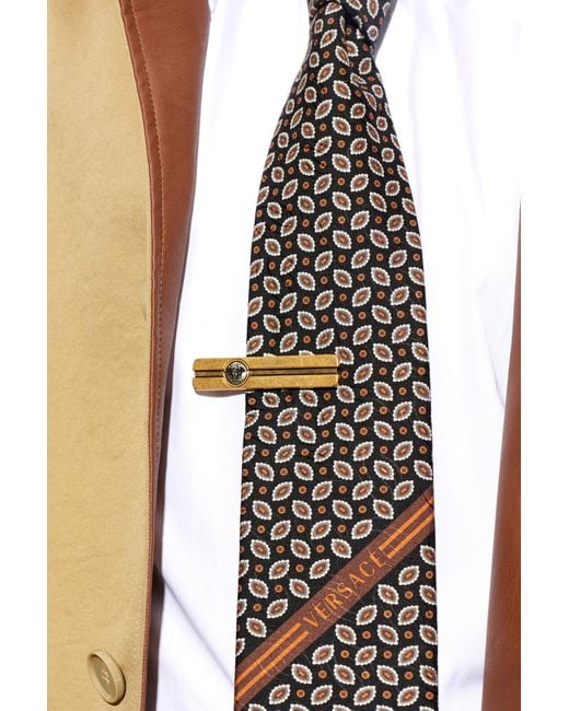Versace Metallic Brass Tie Clip for men
