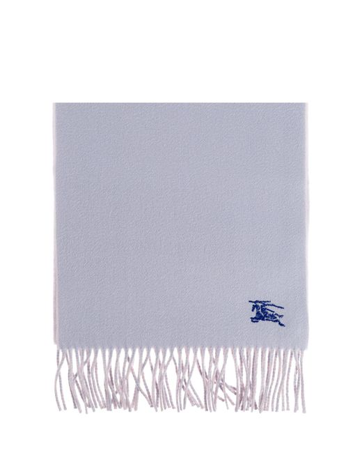 Burberry Blue Cashmere Scarf With Logo for men
